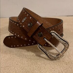 Ariat Brown Leather Belt with Silver Buckle